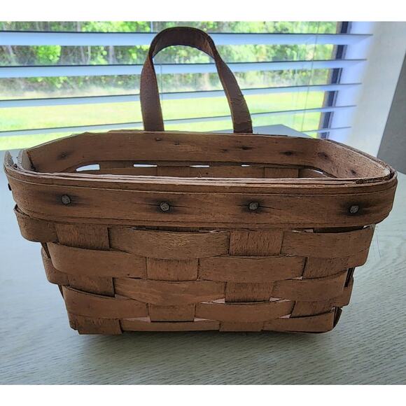 LONGABERGER BASKET-Mail-Keys-Leather Handle-Hanging-Handmade-Signed-1985 - Picture 3 of 13